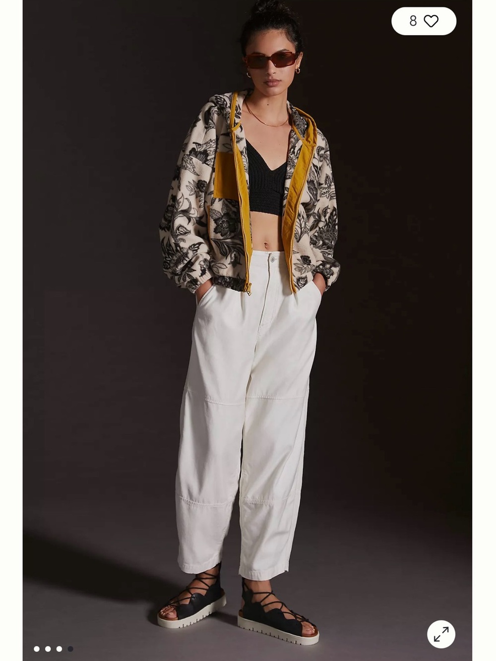 Daily Practice by Anthropologie Floral Patterned Lightweight Fleece Jacket